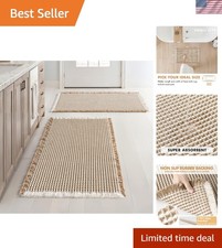 Decorative Waffle Bathroom Mats 18x30  Set of 2 Boho Rugs, Non-Slip Care
