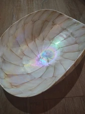 Italian Large Iridescent Art Glass Centerpiece Seashell Bowl