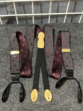 Martin Dingman Suspenders Gray W Purple Dots Leather Brace Tabs Made In England