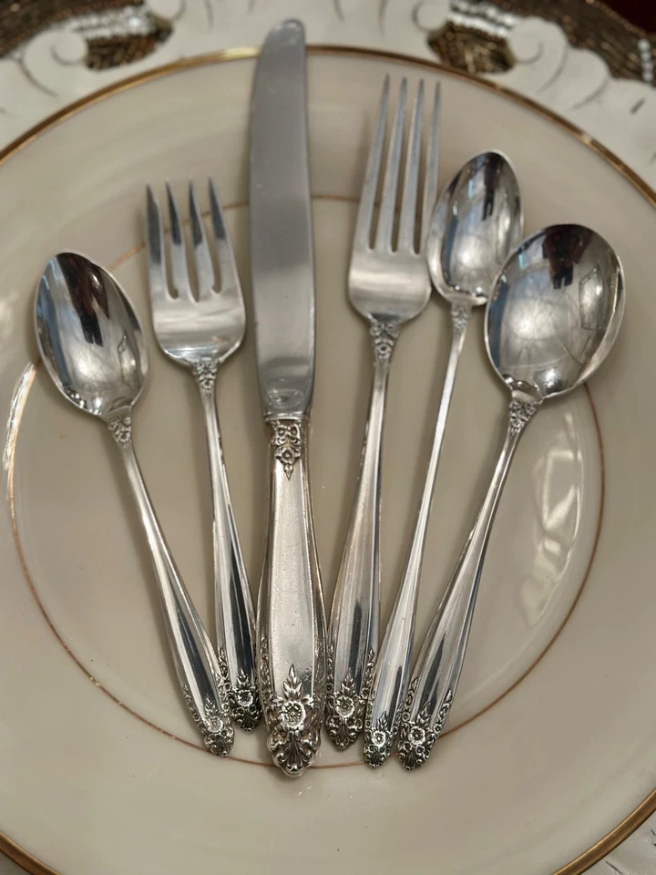 Juego de 4 piezas de ajuste de lugar de 6 piezas International Silver Prelude de plata esterlina Foto 2 de 4