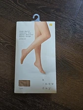 A New Day Ladies High-Waist Control-Top Sheer Hosiery 20 denier S/M Honey Beige