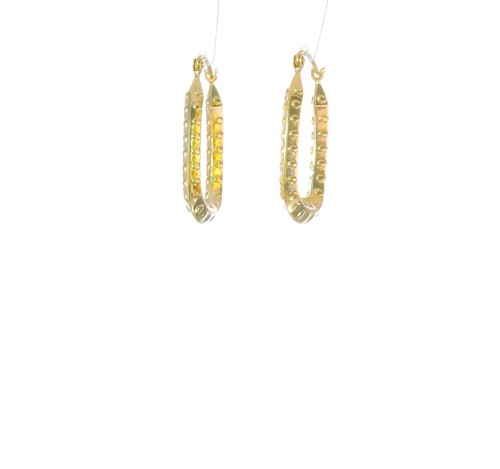 10k Yellow Gold Polished Textured Rectangle Hoop Earrings 10TC412 - Video 1 of 1
