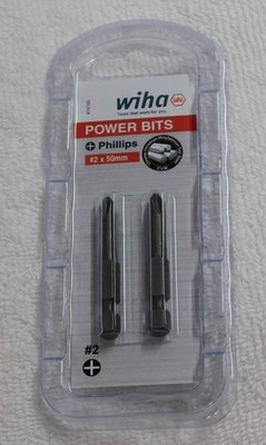 Wiha Phillips # 2 Power Bit PH 2 x 50mm 2 Pack 74165 NEW PH2 x 50 mm