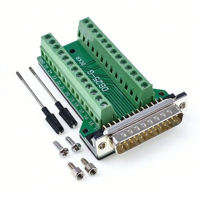 DB25 Male 25-Pin Plug Breakout Board Terminals Adapter Solderless Connector