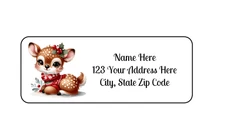30 Christmas Reindeer PERSONALIZED RETURN ADDRESS LABELS 1 in X 2 5/8 GLOSSY