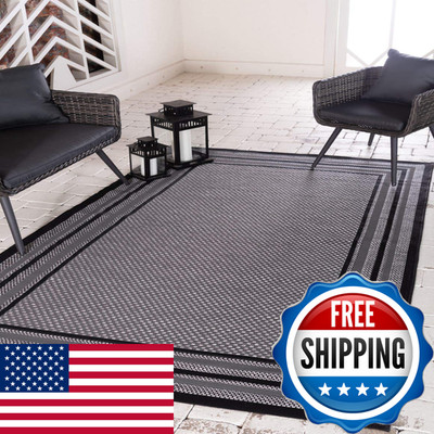 Unique Loom Outdoor Border Collection Area Rug - Multi Border 4 X 6 Rectangle