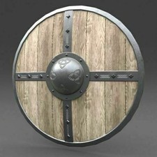 Wooden Heavy Shield 24" Viking Battle-Ready Metal Fittings Handmade Shield