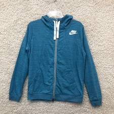 Nike Hoodie Medium Adult Blue Full Zip Sweatshirt Athletic Pocket Swoosh Women M