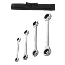 Westward 54Dg34 Ratcheting Wrench Set, Sae, 4 Pcs.