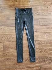 SPANX Faux Leather Leggings Women's S Black High Rise Shaping Moto