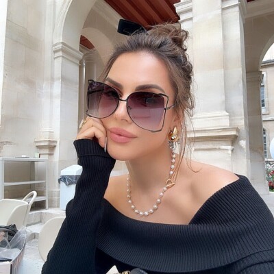 Big SQUARE  XXL ''JENNER'' OVERSIZED Metal Gradient Women Sunglasses Shadz GAFAS @