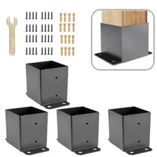 For 4 x 4 Post Base Post Anchor 4 PCs Black Powder-Coated Bracket Deck Supports