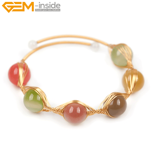 Gold Filled Chakras Quartz Jade Stone Jewelry Handmade Adjustable Bracelet Gift - Picture 125 of 133