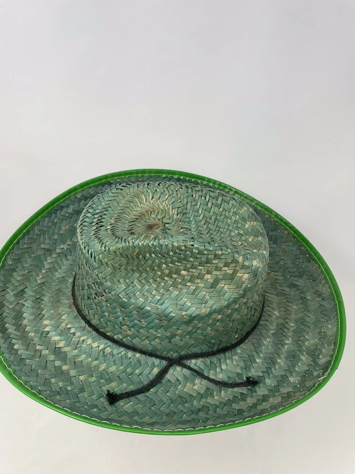 Sombrero de Niña Vaquera Occidental Tejido Paja Rafia Verde Hecho en México OSFA De Colección Foto 3 de 4