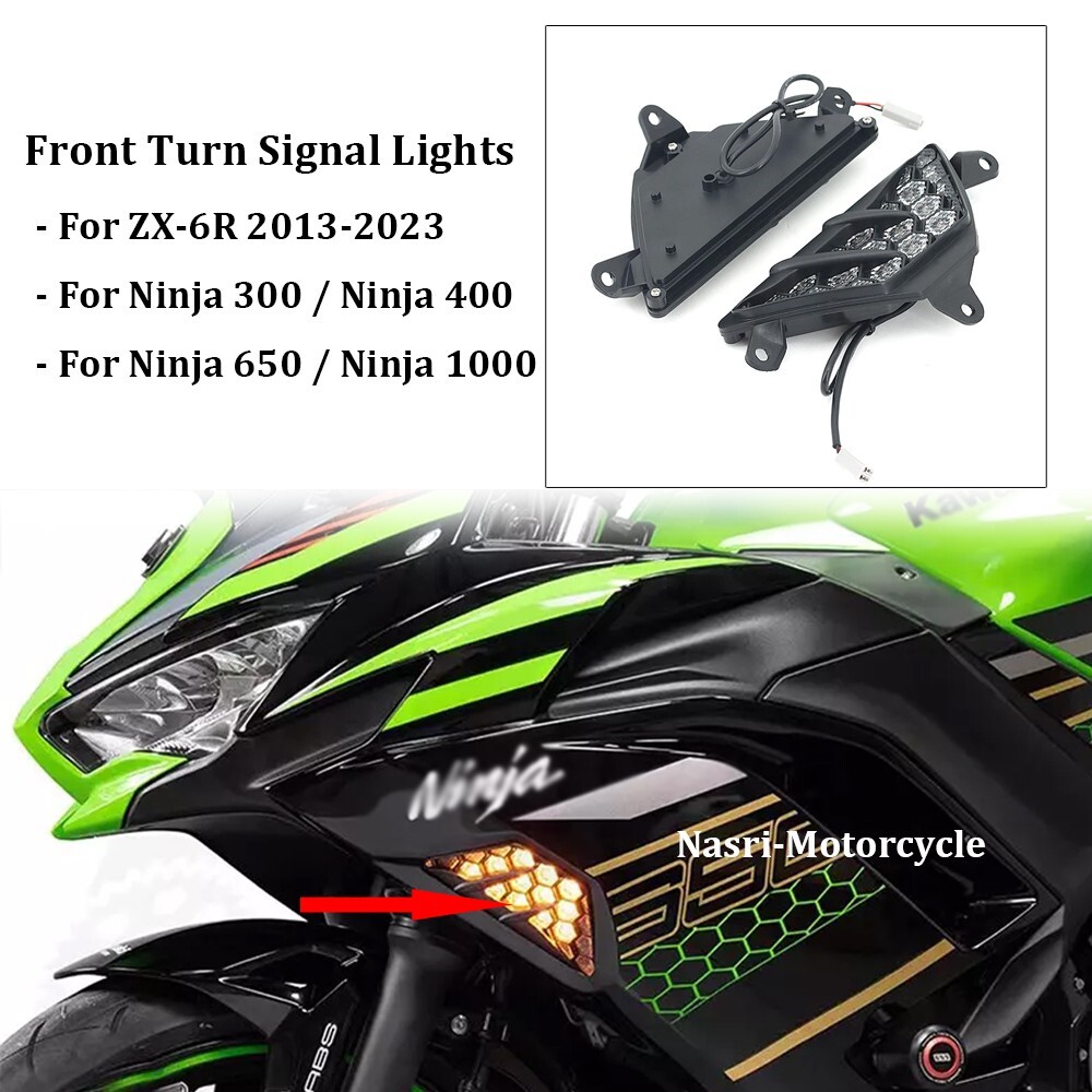 For Kawasaki Ninja ZX-6R 2023 300 400 650 1000 Black LED Front