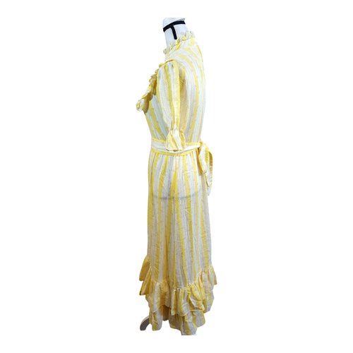 Maxi vestido de pradera vintage de malla floral manga abullonada años 80 XS/S - Imagen 4 de 7