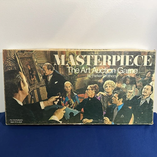 Vintage 1970 Parker Brothers MASTERPIECE The Art Auction Board Game 2 Pawns Gone
