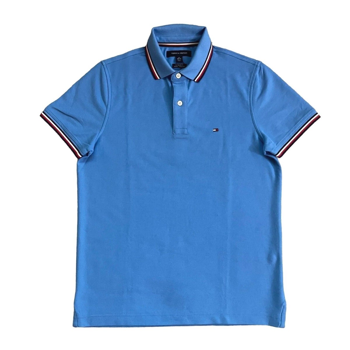 NWT Tommy Hilfiger Men's Light Blue Regular Fit Wicking Pique Solid Polo  Shirt
