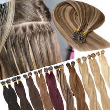 150PCS THICK 100 Remy Human Hair Extensions Nano Ring Tip Micro Loop Beads 24in