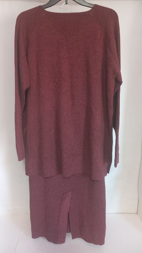 Preston & York Premiere Sweater & Skirt Set Size XL/L Wine Purple Silk Blend - Picture 5 of 9