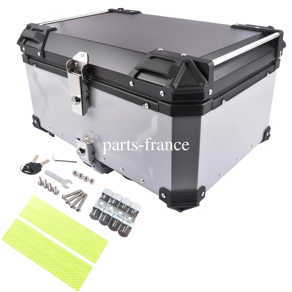 65L Argenté Moto Top Case pour BMW Suzuki Yamaha Honda - Photo 3/4
