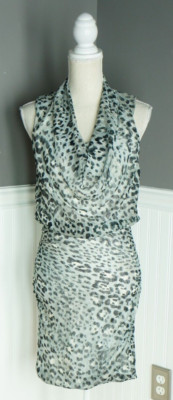 WESTON WEAR WOMENS S DRESS ANIMAL PRINT SHEER TWO LAYER SLEEVELESS MADE IN USA