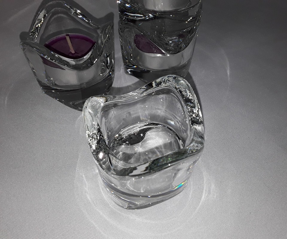 Set of 4 IKEA Vasnas Clear Heavy Glass Round Tealight/Candle Holders