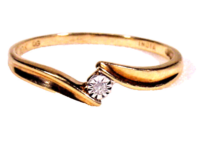 Solitaire Natural Diamond Engagement Ring 10K yel… - image 3