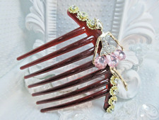 Pink Rhinestones Ballerina Large Hair comb Dance Comb Thick hair comb