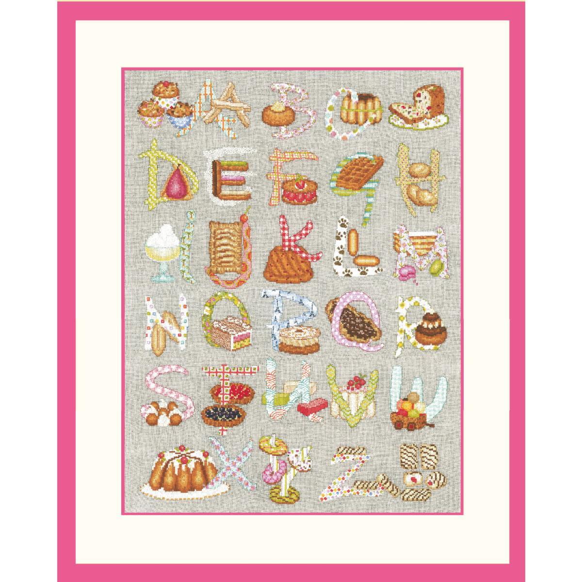 Le Bonheur des Dames counted cross stitch kit ""Alphabet Gourmand"", 34 x47cm, DIY