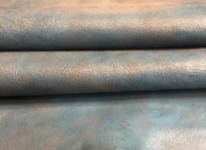 Blue Leather Hide Real Lambskin, Distressed Leather Fabric Upholstery