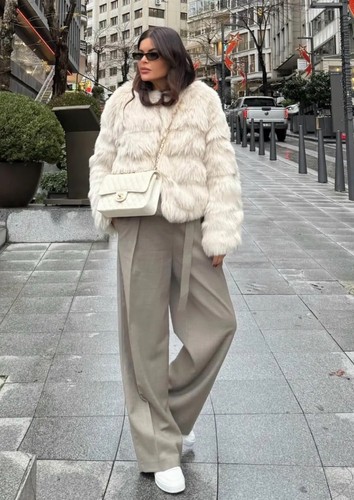 ZARA FAUX FUR CROPPED JACKET LIMITED EDITION BEIGE SIZE S REF. 6153/900 RPR 170£