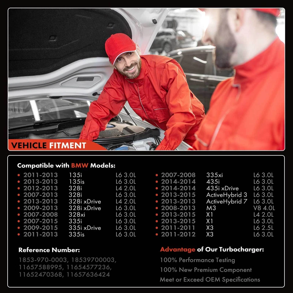 全新涡轮增压器 适用于宝马 135i 2011-2013 328i 335i X1 2013-2015 X3 L6 3.0L — 第 4/4 张图片