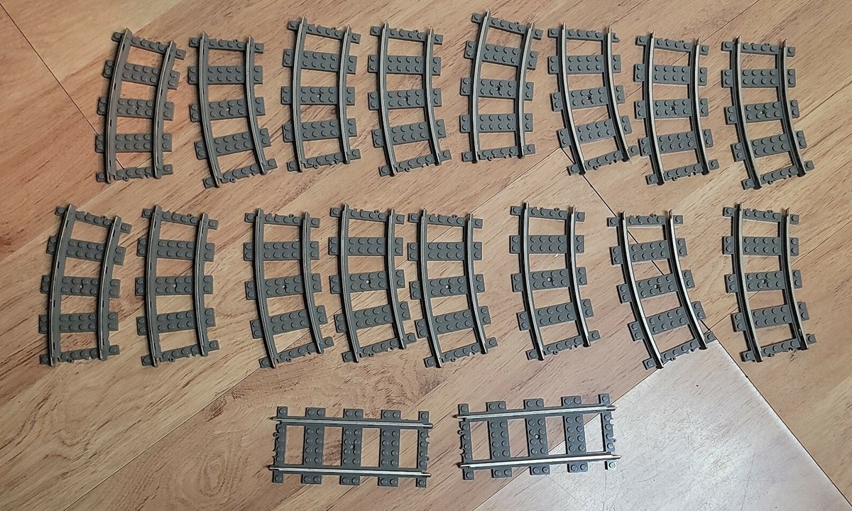 Lot of Lego Railroad Track 53400 53401 16 Curved 2 Straight | eBay