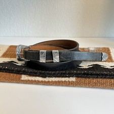 Vintage Chacon Southwestern Leather Belt W/ Sterling Randy Shorty Buckle Set