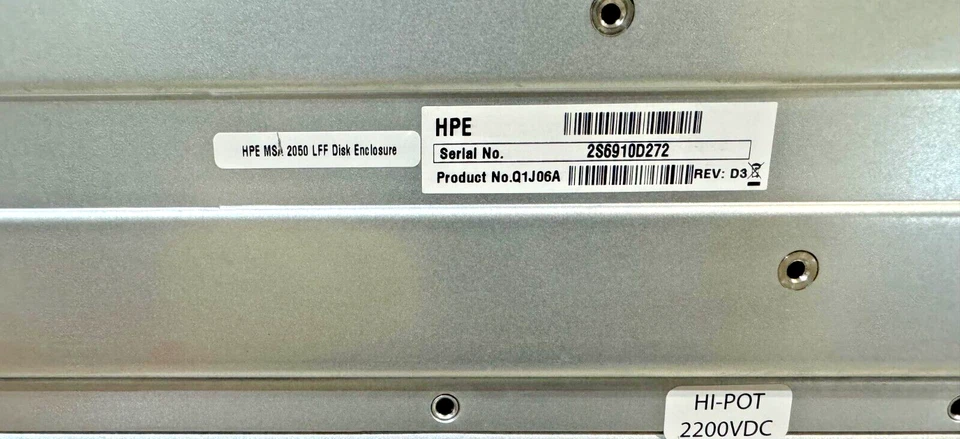 HPE ENTERPRISE Q1J06A MSA 2050 SAN DC SFF STORAGE ARRAY w/ Dual 876146-001 & PS - Image 3 of 3