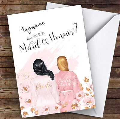 Schwarzes halbes Haar blondes geschwungenes Haar Will You Be My Maid Of Honour individuelle Karte