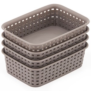 4pc Small Plastic Knit Storage Basket Trays Drawer Divider Organizer Bins Gray Ebay