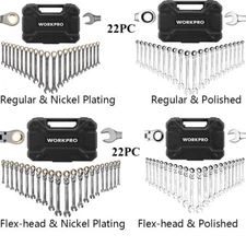 WORKPRO 22PC Ratcheting Wrench Set with Organizer Box 72Teeth Combination Wrench