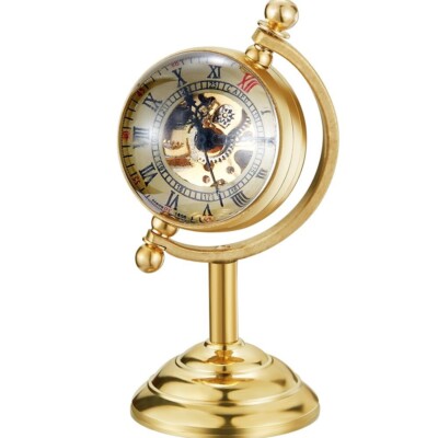 Pocket Watch Alloy Globe Shaped Golden Mechanical Hand Wind