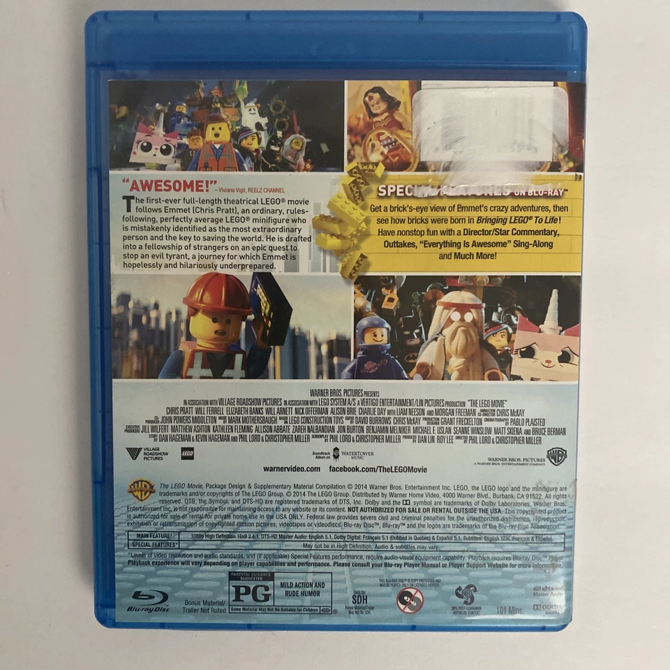 The Lego Movie 2014 Blu-Ray Chris Pratt Will Ferrell Elizabeth Banks Family - Image 2 of 4
