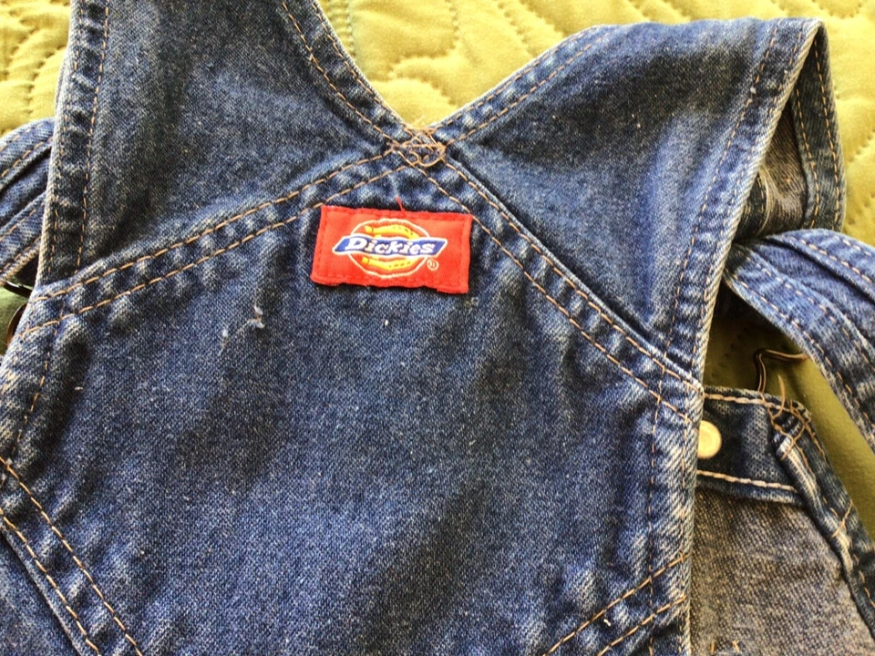 Dickies Boys or Girls Denim Jean Overalls Youth Size M Stone Washed Indigo Blue - Image 4 of 4