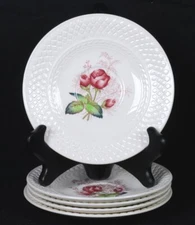 (4) Vintage SPODE MANSARD Quilted Roses LADY ANNE Dinnerware: BREAD PLATES 6"D