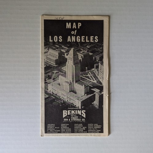 Vintage Map Of Los Angeles - 1954 Bekins Van & Storage LA City Wall Art