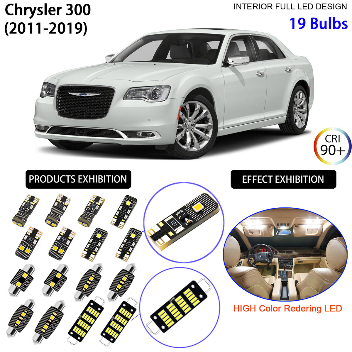 LED Interior Light Kit License Plate Light Bulbs for 2011-2019