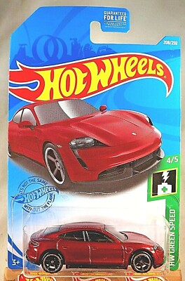 2021 Hot Wheels #208 Green Speed 4/5 PORSCHE TAYCAN TURBO S Red w/Black OH5 Sp