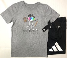 Boys Baseball Adidas 2 pc Short Set Tee Sports Athletic Bottoms Shirt Top 7