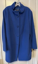 Basler Women's Wool Angora Coat US Equivalent 2X Blue Mid Length