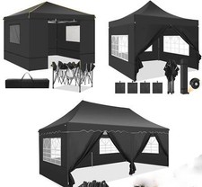 Gazebo Pop Up 3x3m/3x6m Pieghevole Tenda per Feste Gazebo Impermeabile con Pannello Laterale