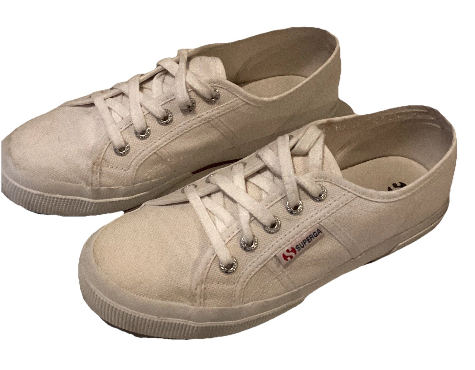 SAOLA Sneaker donna Superga taglia 8 punta tonda tela suola gomma bianca 38